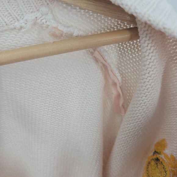 Vintage Liz Claiborne Cream Open Buttoned Logo Preppy Cotton Cardigan Small - Picture 5 of 14